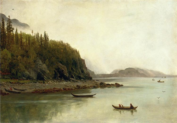 Albert Bierstadt Oil Painting Indians Fishing